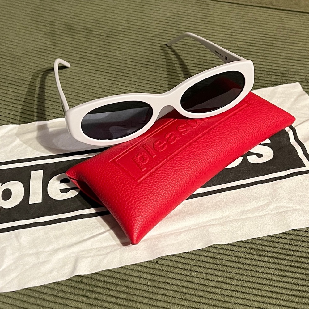 Akila x Pleasures White Sunglasses with Red Case